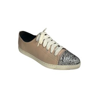 Boemos blush leather sparkle accent contemporary sneaker lace up shoe size 39